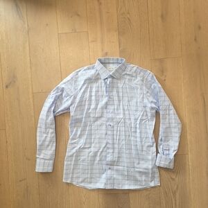 Eton Sky Blue Checkered Dress Shirt